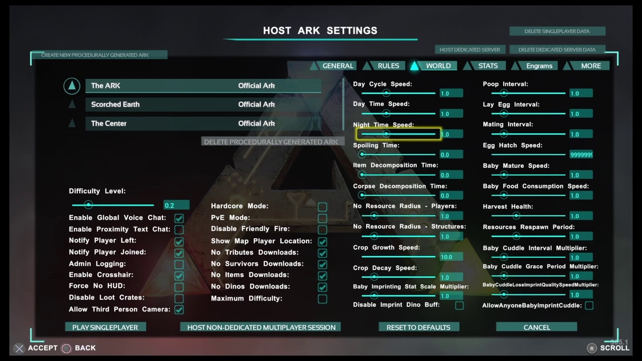 ark boosted server settings